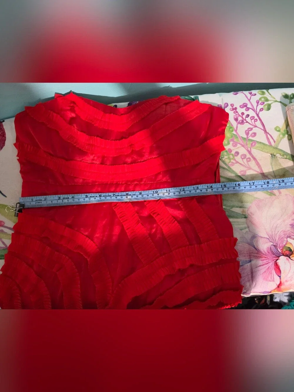 Strapless Ruffled Cocktail Dress in Red